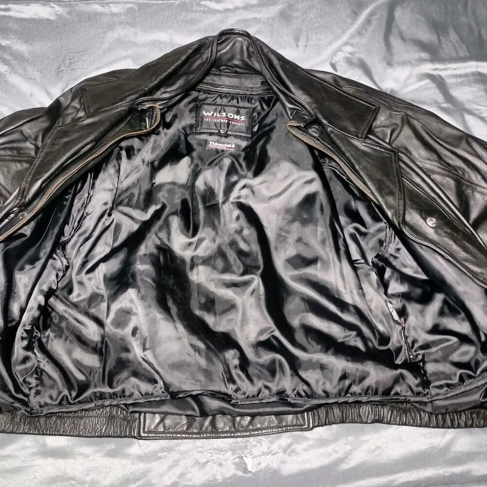 Wilson Leather Jacket Large Heavy Duty Bomber Jacket